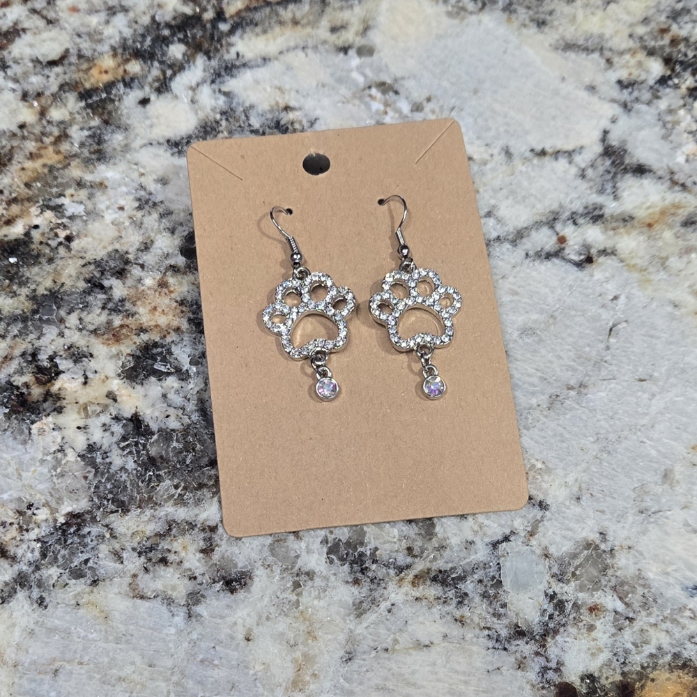 Paw Print Silver Earrings